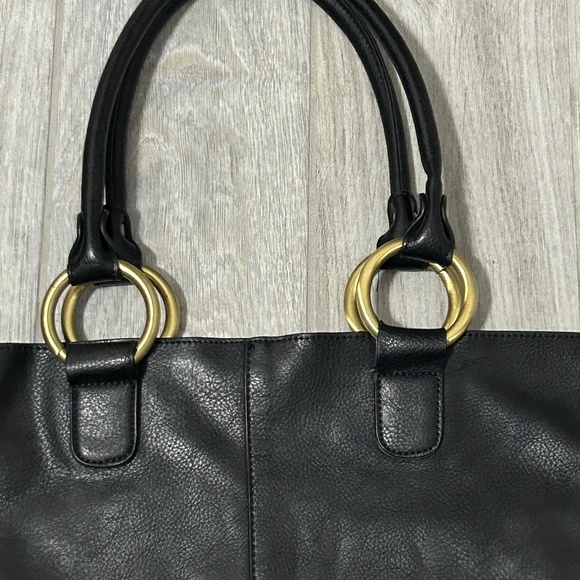 NWOT! Women's Black Leather Purse/Tote - Picture 3 of 7
